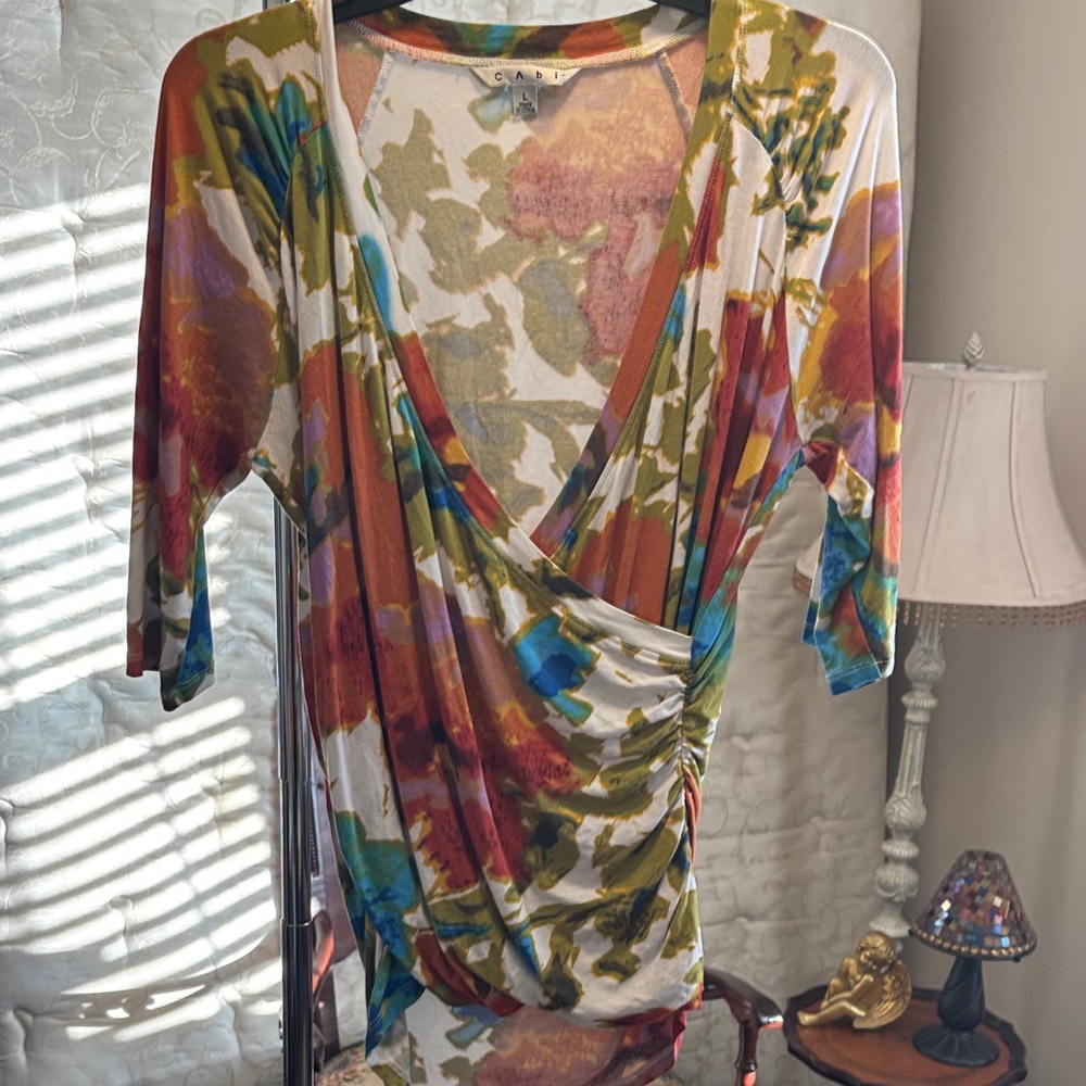 CAbi Multicolor Abstract Wrap Top